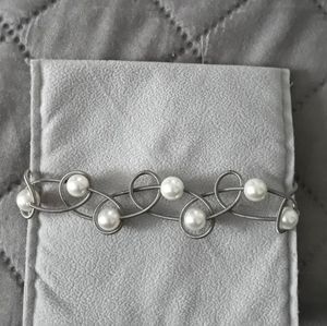 Piano Wire stretch and Faux Pearl Bracelet